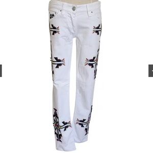 Isabel Marant White Jeans with Black and Red Pattern